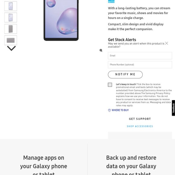 UNUSED SAMSUNG TAB A TABLET. NETWORK UNLOCKD. REQUIRES FRP BYPASS AND SIM TRAY. - Picture 9 of 15